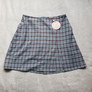Verge Girl Blue and Red Plaid Mini Skirt